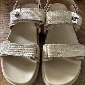 Women's Cream Double Band Sandals